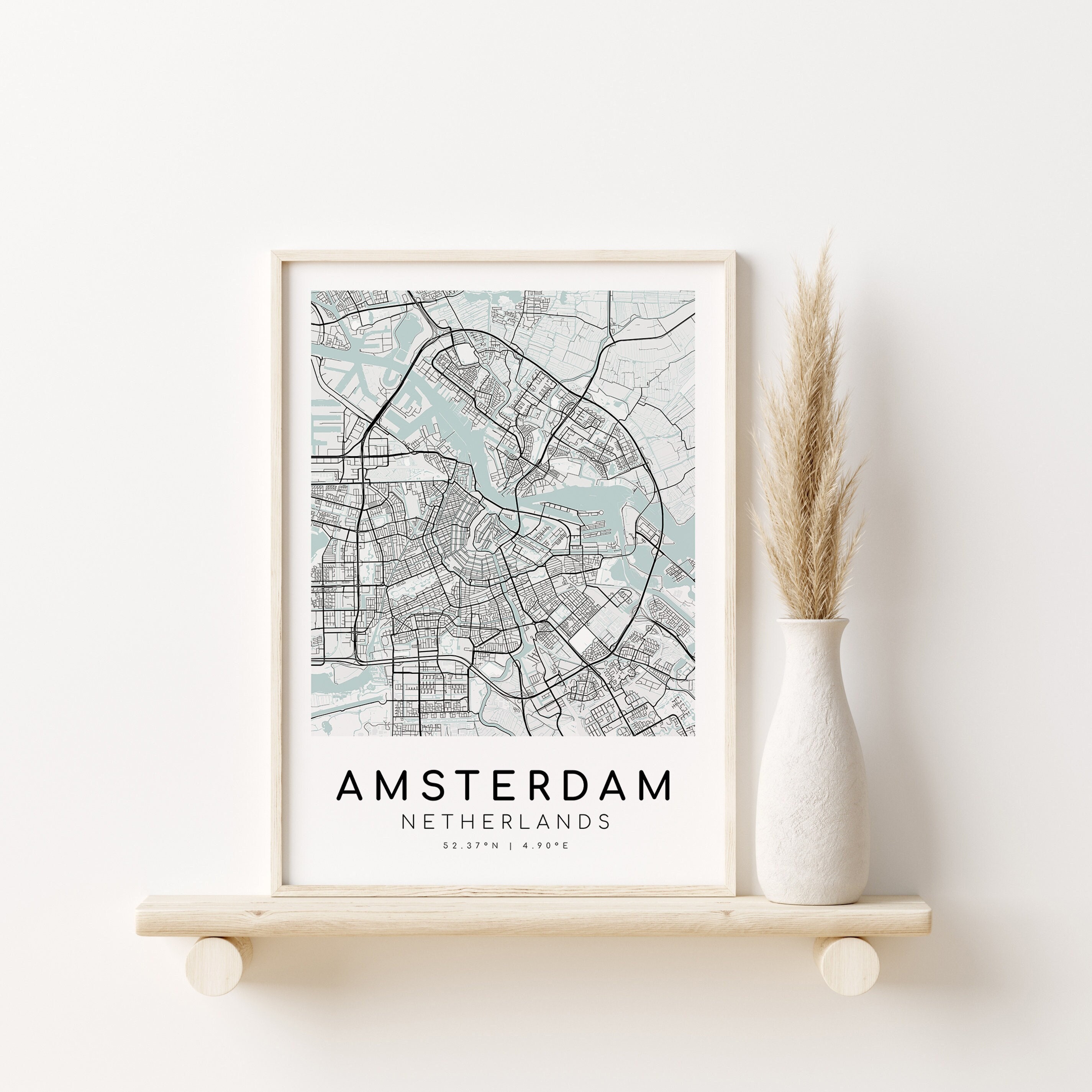AMSTERDAM City Map, Netherlands Gift Map, Map Poster, custom map gift, engagement map print, new job gift, gifts for her, Digital Download