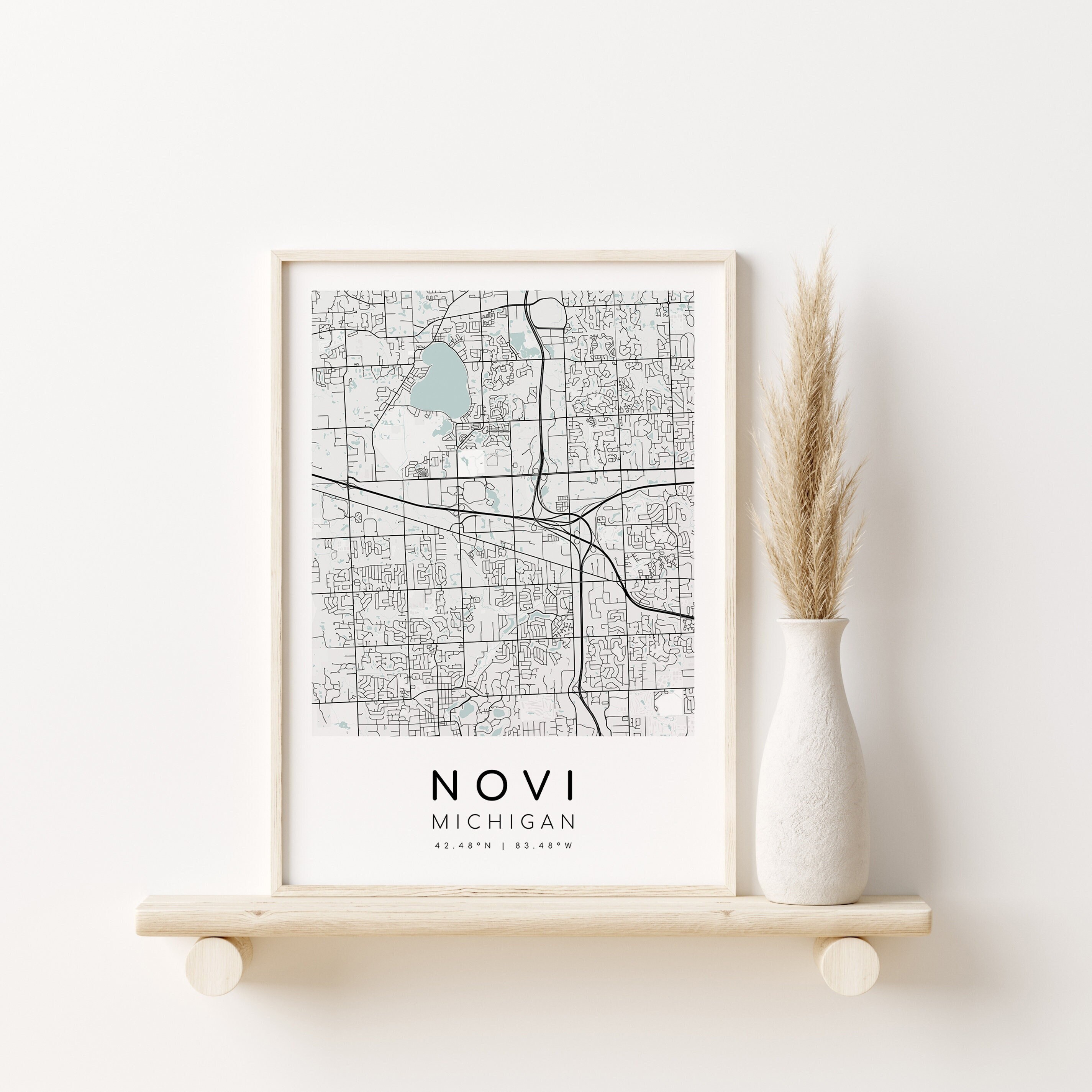 NOVI Michigan USA MI Map Print, Minimalist Art, Gifts for Her, City Map ...