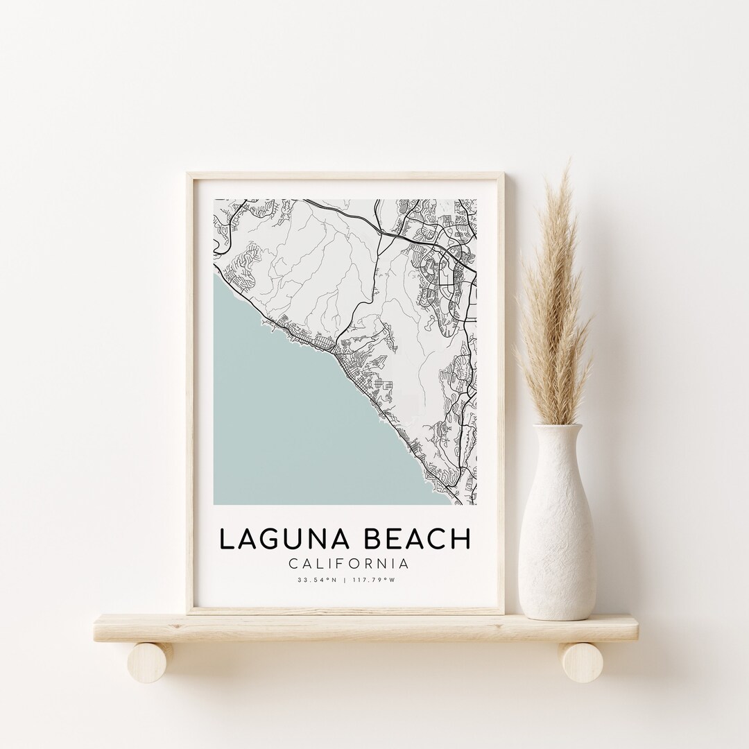 LAGUNA BEACH California City Map, Minimalist Map Print, USA City Map Poster, Modern Map Print ...