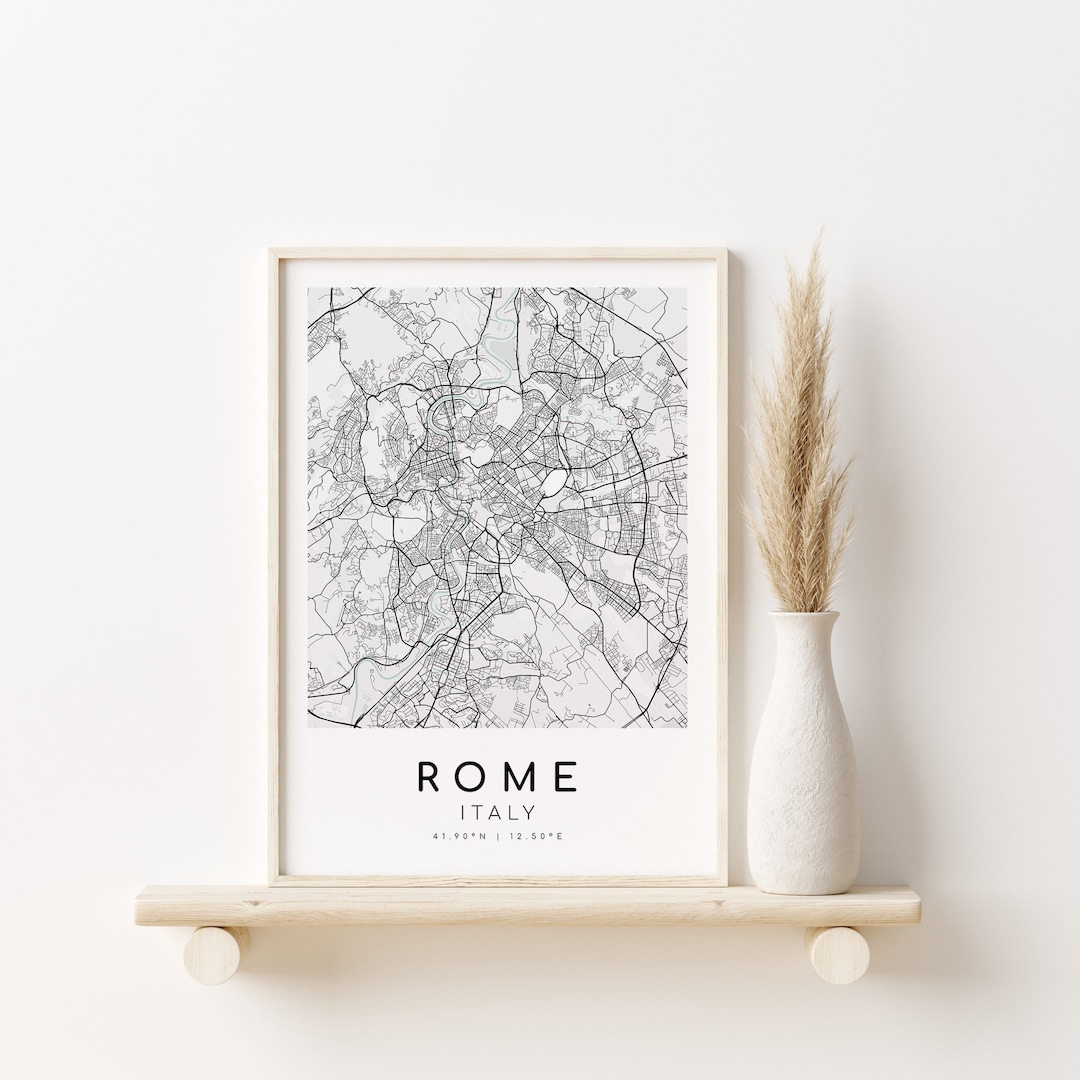 ROME Italy Map Print, Rome City Map Poster, Gifts for Her, Italy Printable City Map, Minimalist ...