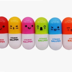 cartoon novelty vitamin  retractable pill pen