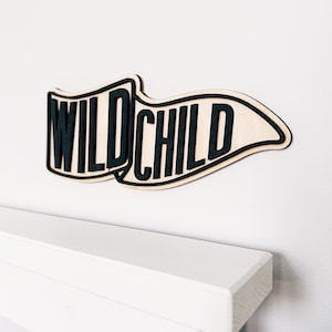 Wild child pennant flag | Monochrome decor | Boys room decor | Wild decor | Kids Decor