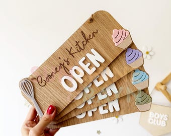 Personalised Play Kitchen Sign Wooden | Kids Cafe Decor