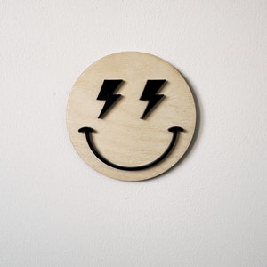 Lightning bolt face decor | lightning bolt wall decor | Boys decor | Monochrome decor | Playroom decor