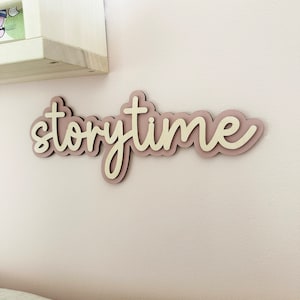 Double layer Wooden 'storytime' Wall Sign | Nursery + Playroom Decor | Wall Art | Bedroom Decor | Story Corner Decor