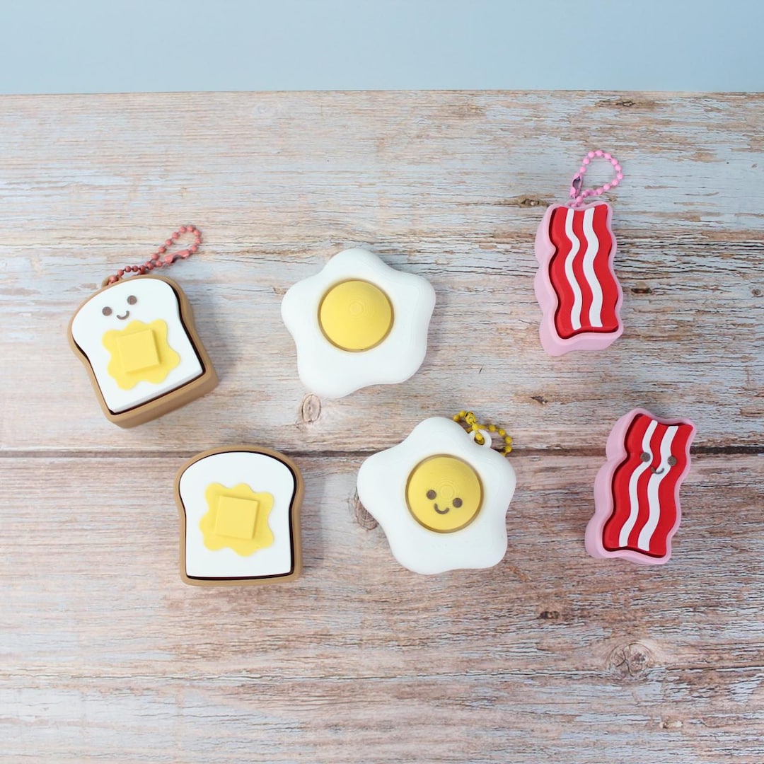 Breakfast Fidget Clickers – Egg, Bacon & Toast | Desk Toy or Keychain ...