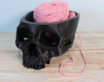 Skull Yarn Bowl Crochet Knitting Bowl - Skeleton / Planter Home Decor Storage Bowl