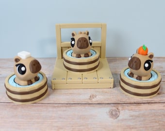 Hot Spring Capybara Clicker Desk Toy | Funny Capybara in Tub | Towel or Orange Option | 3D Printed Fidget