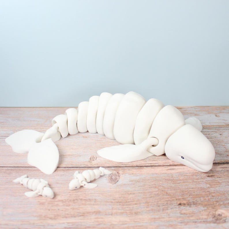 Flexi Beluga Whale Articulated Toy | Cute Whale Fidget Desk Toy | Ocean ...