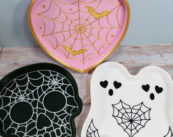 Halloween Trinket Trays, Ghost Skull or Heart Jewelry Dish, 3D Printed Spooky Decor, Sold Separately