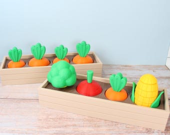Veggie Garden Fidget Toy Playset | Sensory Vegetable Garden | Broccoli, Corn, Carrot & Radish Fidgets | Desktop Fidget Toy | Montessori Toy