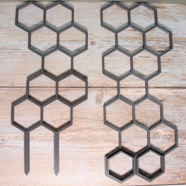 Extendable Honeycomb Plant Trellis | 3D Printed Hexagon Support | Stackable Vine Trellis with 6cm or 8cm Stakes | Modular Garden Accessory