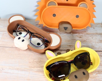 Fun Jungle Animal Eyeglass Glasses Holder - 3D Printed Lion, Giraffe, or Monkey Safari Friends Glasses Storage Dish