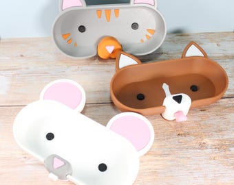 Cute House Pets Animal Eyeglass Glasses Holder - 3D Printed Dog, Cat and  Friendly Mouse Friends Glasses Storage Dish