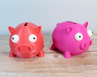 Funny 3D Print Big Eyed Piggy Bank - Pig Coin Bank Silly Piggy