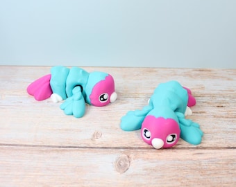 Cute Love Bird Flexi Figure, Articulated Bird Toy, Pink and Turquoise Bird Decor, 3D Printed Animal Gift, Desk Toy