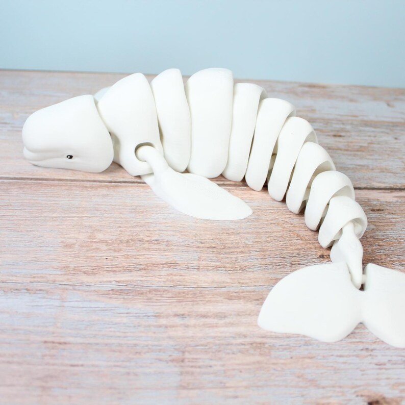 Flexi Beluga Whale Articulated Toy | Cute Whale Fidget Desk Toy | Ocean ...