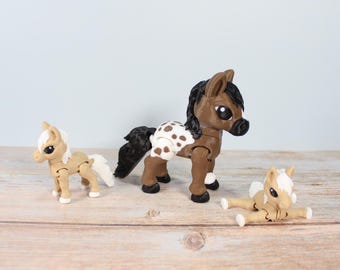 Tiny 3D Printed Flexi Horses – Mini Articulated Horse Toys | Custom Colors | Appaloosa, Paint, and Standard Breeds | 2.25" or 3.5" Sizes