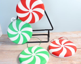 Übergroße Pfefferminzbonbons - 4er-Set - 3D gedruckte Weihnachtsbaumschmuck in Rot, Grün oder gemischt - Weihnachtsdekor