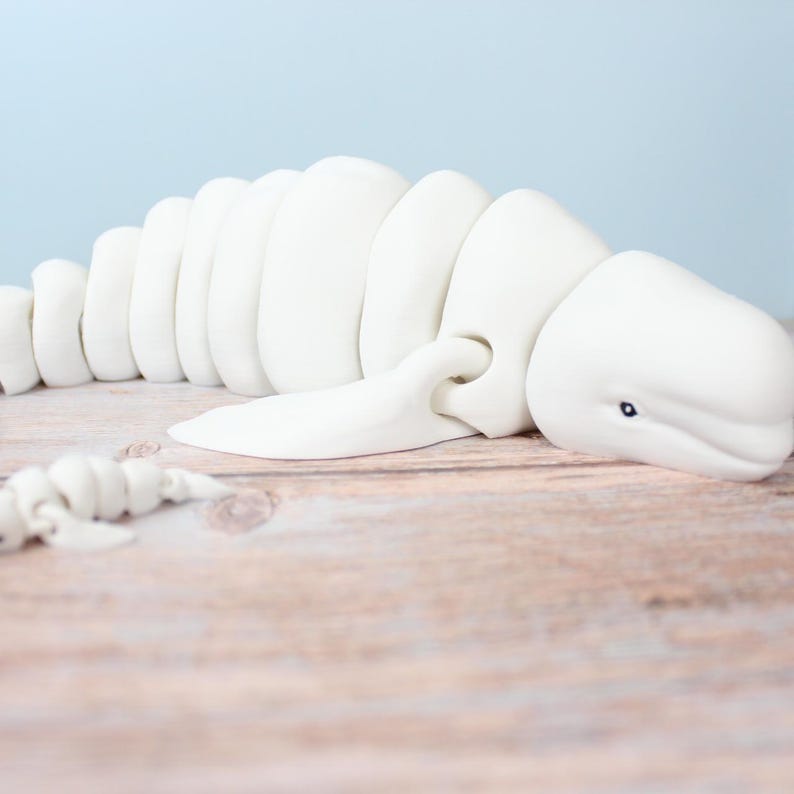 Flexi Beluga Whale Articulated Toy | Cute Whale Fidget Desk Toy | Ocean ...