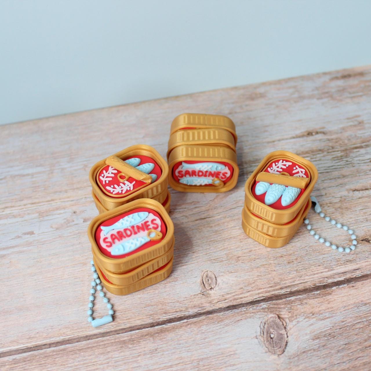 Sardine Can Clicker | Fidget Clicker Keychain or Desk Toy | Open or Closed Sardine Tin | Cute Pocket Fidget | Novelty Gift | 3D Printed product image