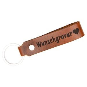 Tidero Keychain Leather Wish Gravure, Gravure personnalisée, Double face - Cadeau pour hommes Femmes, Fait à la main - Wild Brown