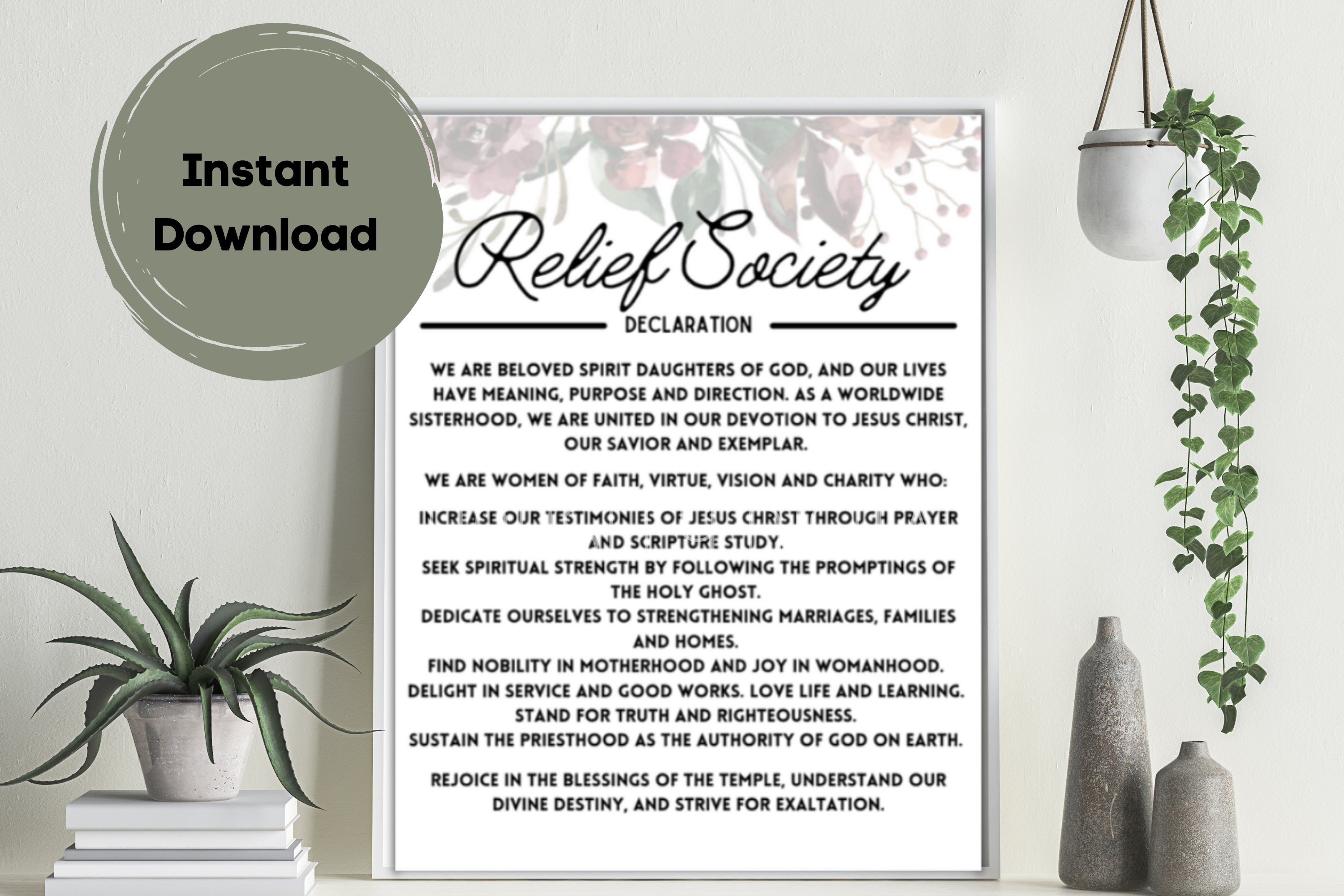 Relief Society Declaration Printable LDS Digital Download Etsy