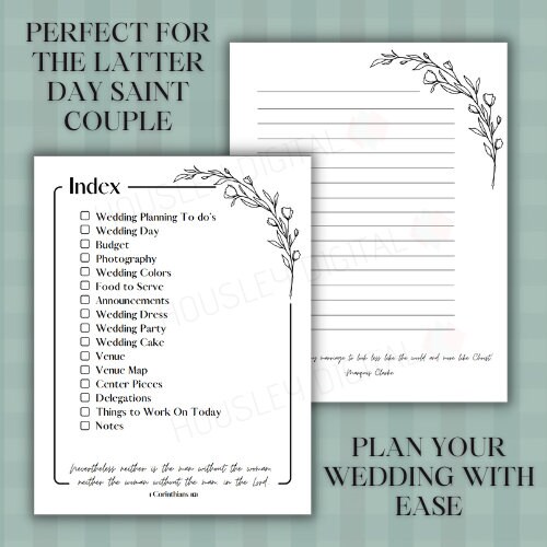 LDS Wedding Planner - Printable Digital Copy PDF - Etsy