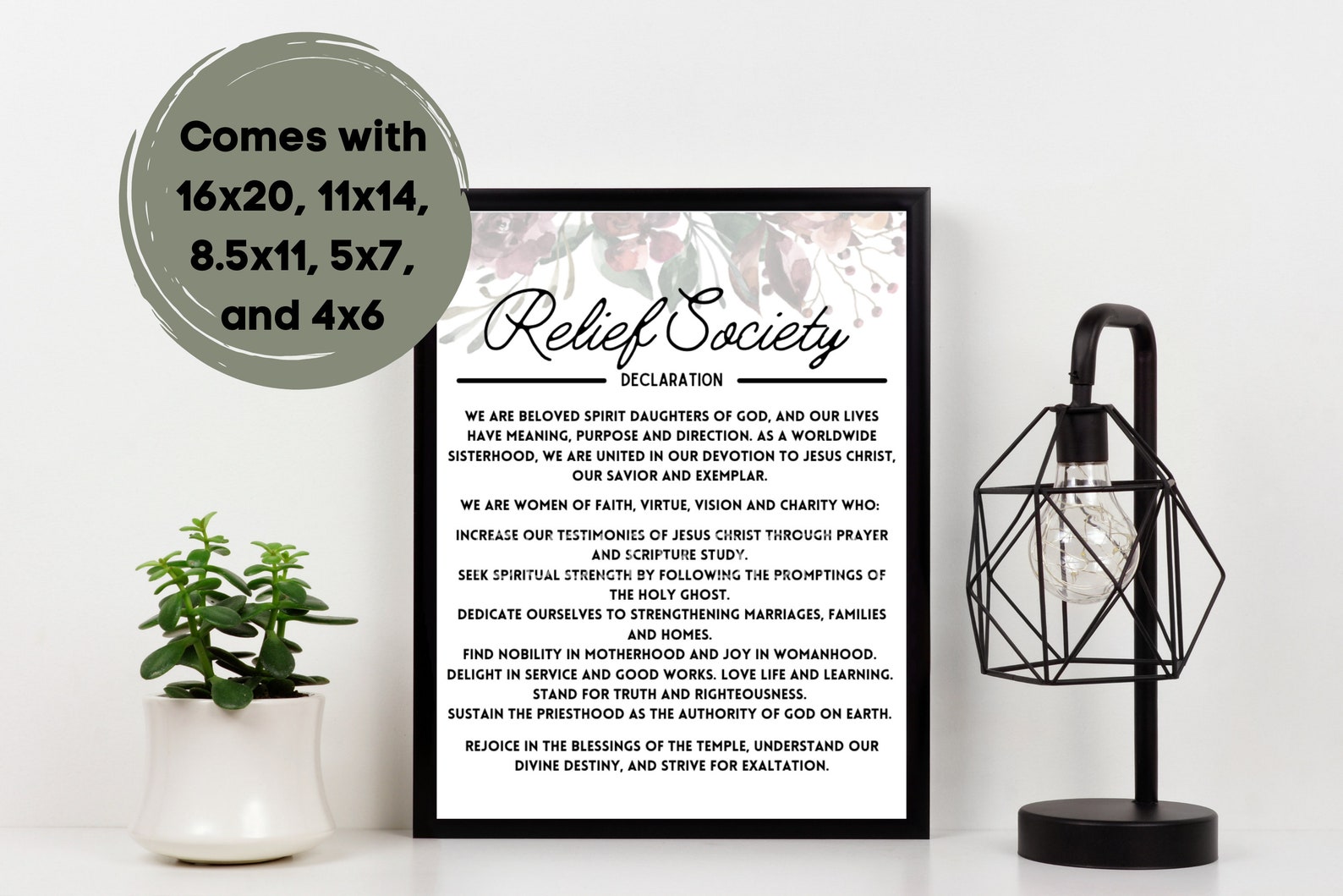 Relief Society Declaration Printable - LDS Digital Download - Etsy