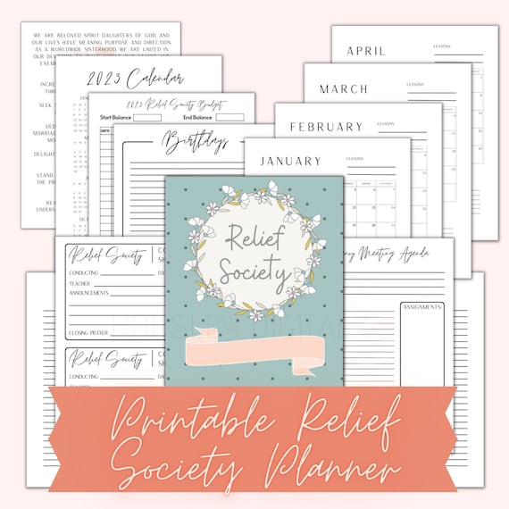 2023 Relief Society Planner and Calendar, Printable Digital Copy, LDS  Relief Society - Etsy