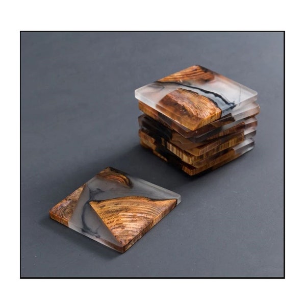Handcrafted Wood Resin Coasters | Cooking Gift | Drink Epoxy Coasters | Modern Coasters | Fathers Day Gift | Set of 6