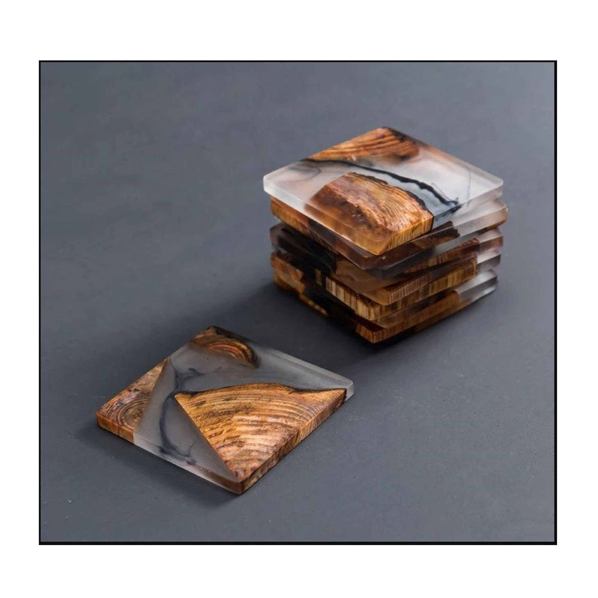 Handcrafted Wood Resin Coasters Cooking Gift Drink Epoxy Etsy
