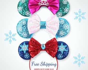 Frozen Princess Minnie Ears, Mickey Ears For All Ages Disney Ears For Adults and Kids, Disney Ear, Character Ears, Disneyworld Ears