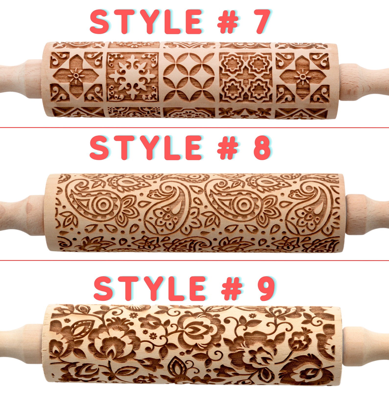 Embossing Rolling Pins Laser Engraved Rolling Pin Embossed Etsy