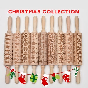 Embossing Rolling Pins Laser Engraved Rolling Pin, Embossed Rolling Pin, Dough Roller, Cookie Cutters Christmas Gift, glamorous Patterns
