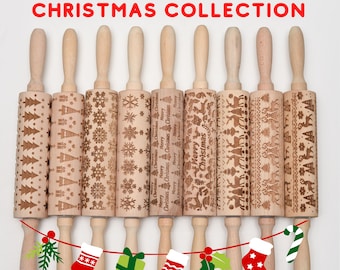 Embossing Rolling Pins Laser Engraved Rolling Pin, Embossed Rolling Pin, Dough Roller, Cookie Cutters Christmas Gift, glamorous Patterns