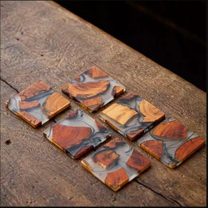 Handcrafted Wood Resin Coasters | Cooking Gift | Drink Epoxy Coasters | Modern Coasters | Gift for him | Set of 6