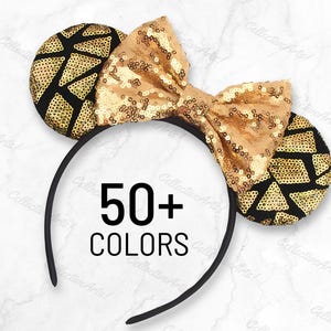 GOLD Mouse Ears 500+ Colors | Polka Dot Womens Mouse ears headband | Cutest Little Day Magic Mouse ears | Choose Ear + Bow Color