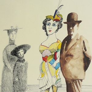 SAUL STEINBERG: „Mała para”. Oryginalny plakat wystawy dla Fondation Maeght, Francja, 1979.