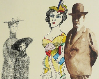 SAUL STEINBERG: "Petit Couple". Original Exhibition Poster for Fondation Maeght, France, 1979.