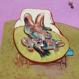 FRANCIS BACON: "Personnage Couché", manifesto litografico originale della mostra per Galerie Maeght, Parigi, 1966. Litografia. Surrealismo.