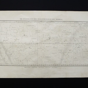 1861 Antica grande carta celeste delle COSTELLAZIONI. STELLE. Via Lattea. Stampa astronomica. Scienze. Stampa di 163 anni