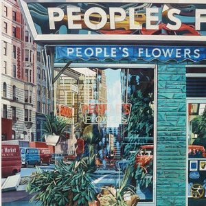 RICHARD ESTES: &quot;Peoples Flowers, 1971&quot;. Original Art Poster for Museo Thyseen-Bornemisza, Madrid. Pop Art. Photorealism. Hyperrealism.