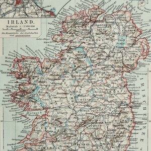 1897 Antique map of IRELAND. EIRE. Dublin. Geography. 127 years old chart
