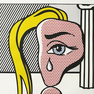 ROY LICHTENSTEIN "La joven con lágrimas III". Cartel original de la exposición, 1983. Pop Art.