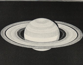 1863 Antique celestial print of SATURN PLANET. ASTRONOMY. Planets. 161 years old engraving.