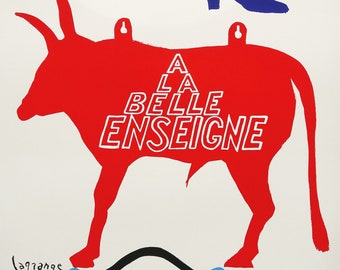 JACQUES LAGRANGE, Original lithographisches Ausstellungsplakat für das Musée de la Publicité, Paris, 1983. Lithographie. Kunstgewerbe. Pop-Art.