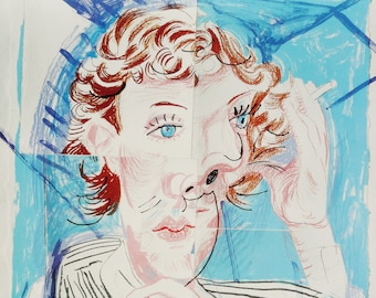 DAVID HOCKNEY, Original Exhibition Poster for Galerie Claude Bernard, Paris, 1985. Pop Art. Hiperrealism. Contemporary Art.