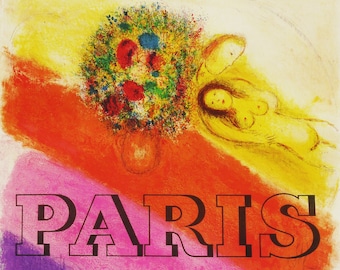 1954年 マルク・シャガール ポスター、シャンゼリゼ通り、2021年復刻版