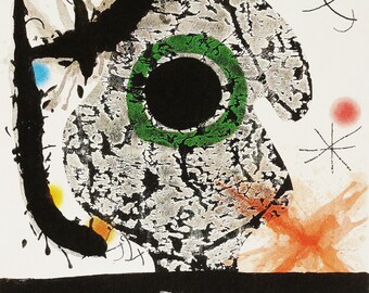 JOAN MIRÓ, Original Exhibition Poster for "Obra Gráfica" exhibition in Valencia, Spain, 1982.